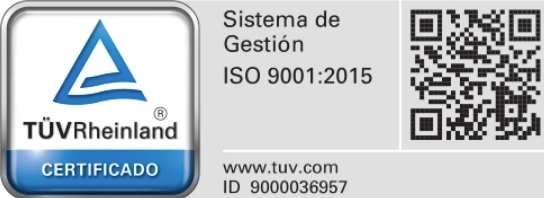 Sistema de Gestión ISO 9001:2015 certificado por TÜV Rheinland